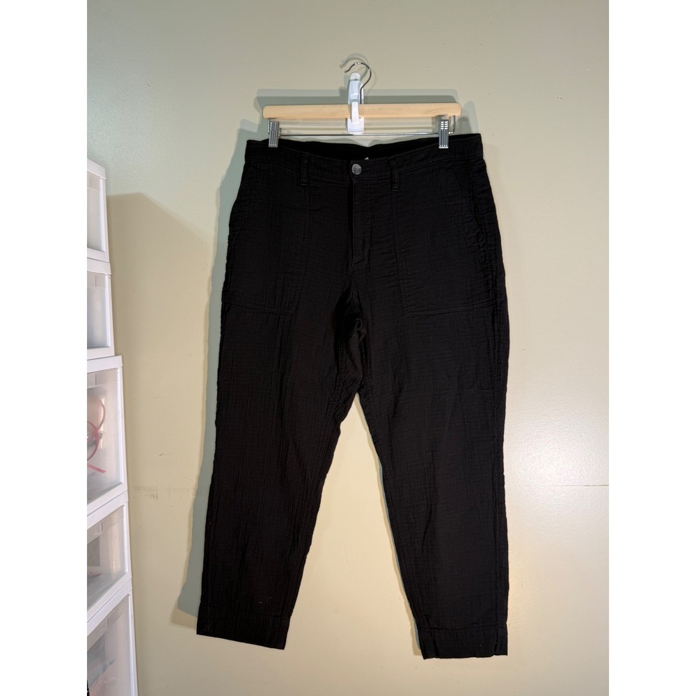 Old Navy Clean Slouchy Tapered Pants Black Gauze Cotton Womens 12